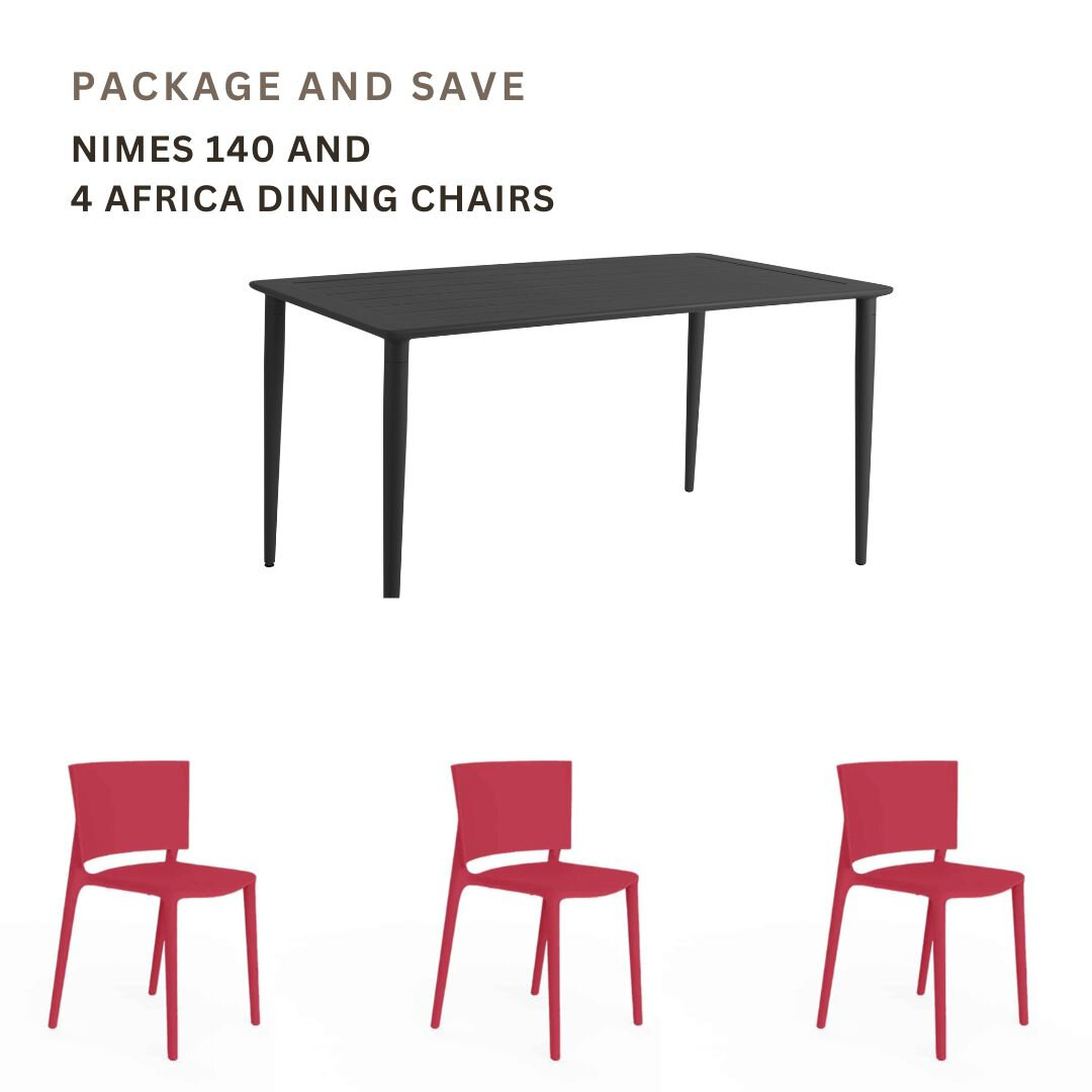 Nimes 140 Anthracite and 4 Red Africa Dining Chairs Product Image